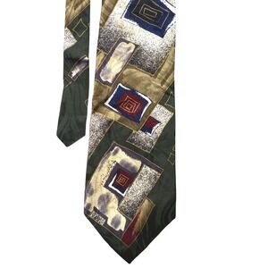 Chez Roffe Necktie Mens New York Geometric Silk Dark Green Career